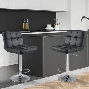Modern Black Bar Stools with Chrome Base